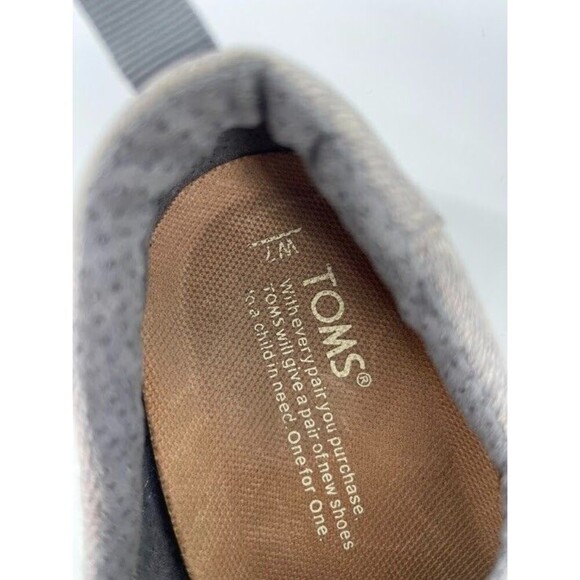 TOMS Womens classic lace up canvas shoes grey texture knit sneakers size 7 - Picture 4 of 5